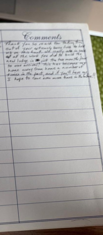 Comments from the Marula Game visitors' book