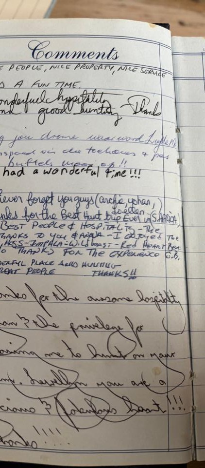 Comments from the Marula Game visitors' book