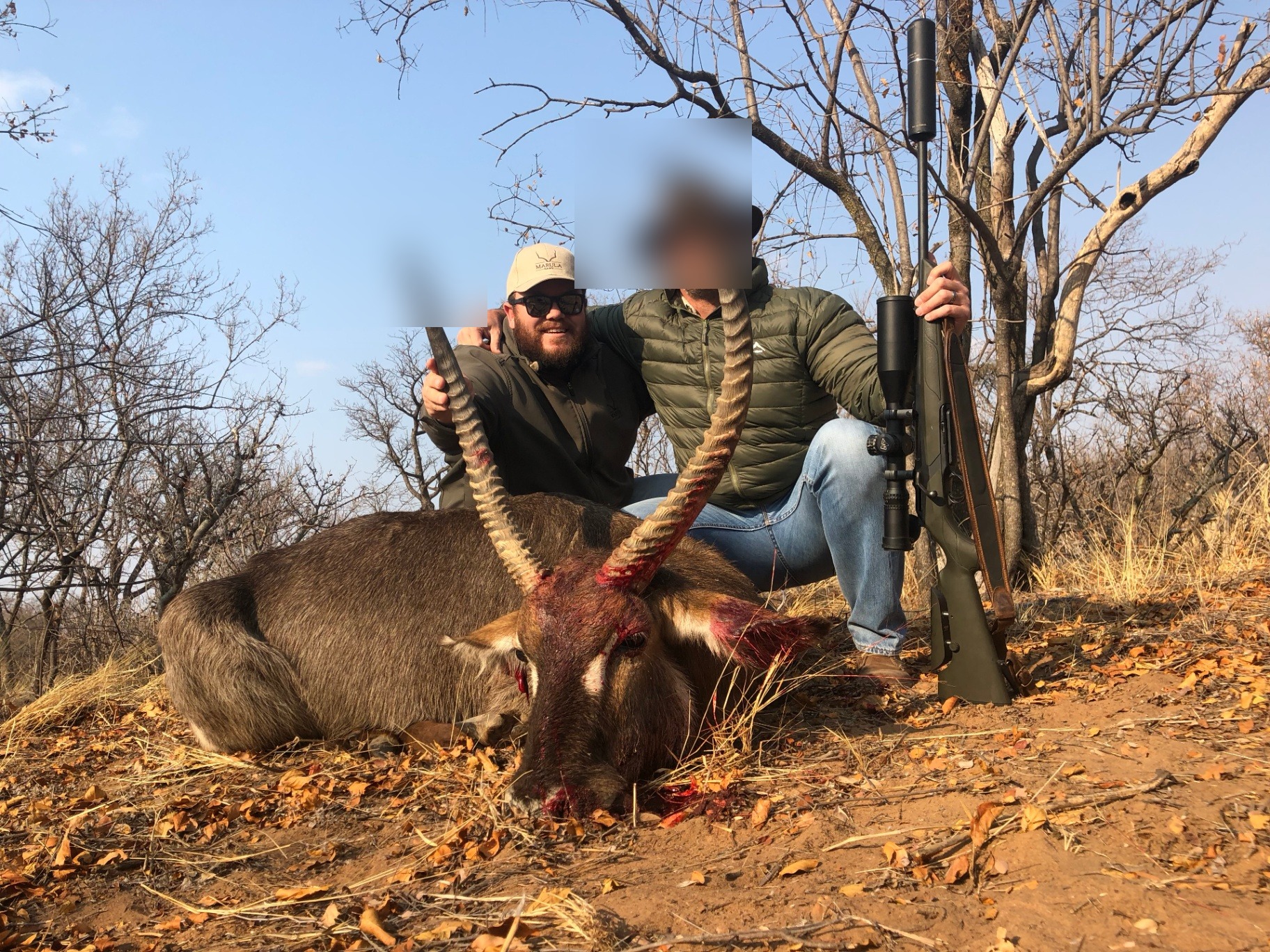 Nyala trophy at Marula Game with guest faces blurred for privacy
