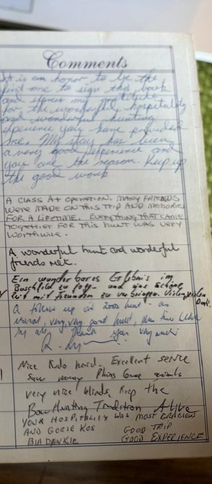 Comments from the Marula Game visitors' book