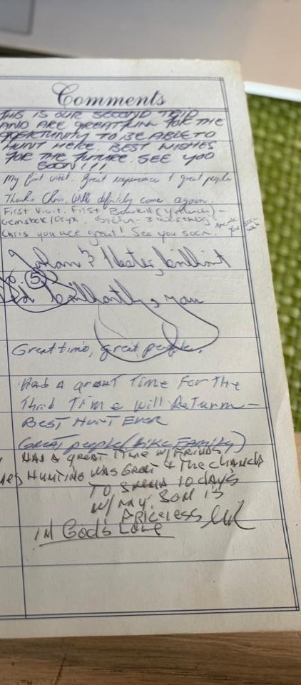 Comments from the Marula Game visitors' book